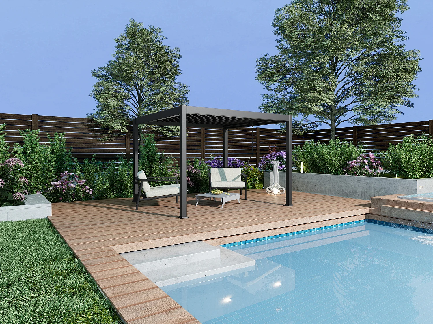 Pergola bioklimatyczna wolnostojąca z otwieranym dachem – 9 m² – antracytowy – AMALFI 3183471