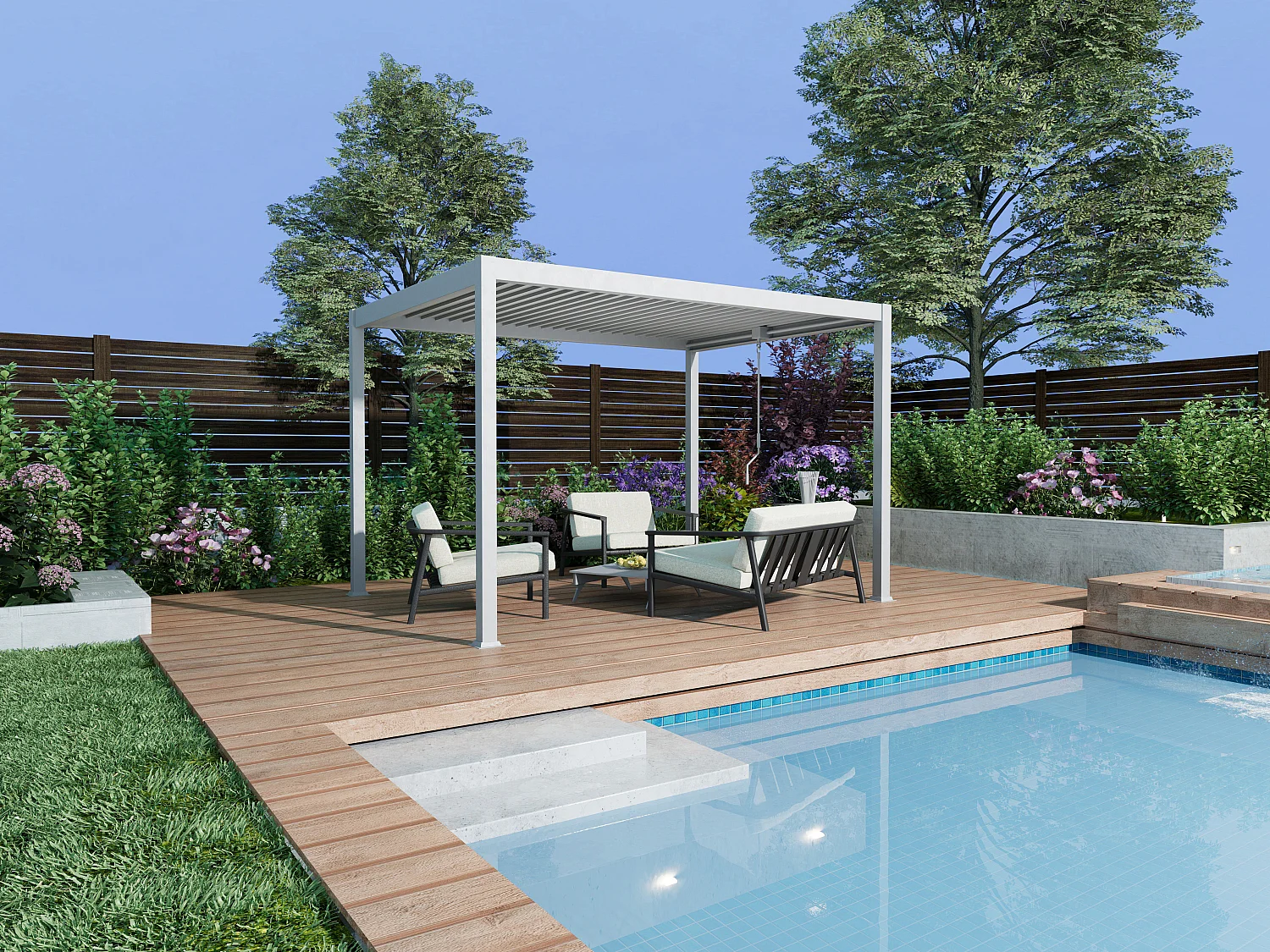 Pergola bioklimatyczna wolnostojąca z otwieranym dachem - 12 m² - biały - AMALFI 3183473 - obrazek 1