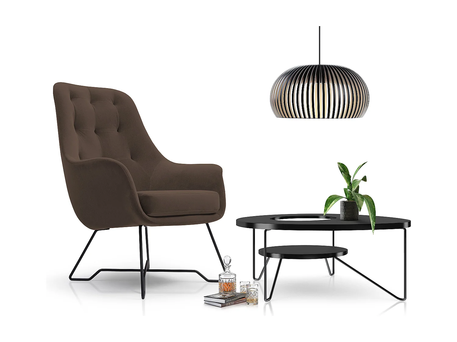 Fotel EZO Komfortowy Nowoczesny Fotel Designerski Ergonomiczne Wypełnienie Stabilne Nogi PUR Pianka Wygoda Tkanina 72x83x101cm BRĄZOWY 3868857 - obrazek 1