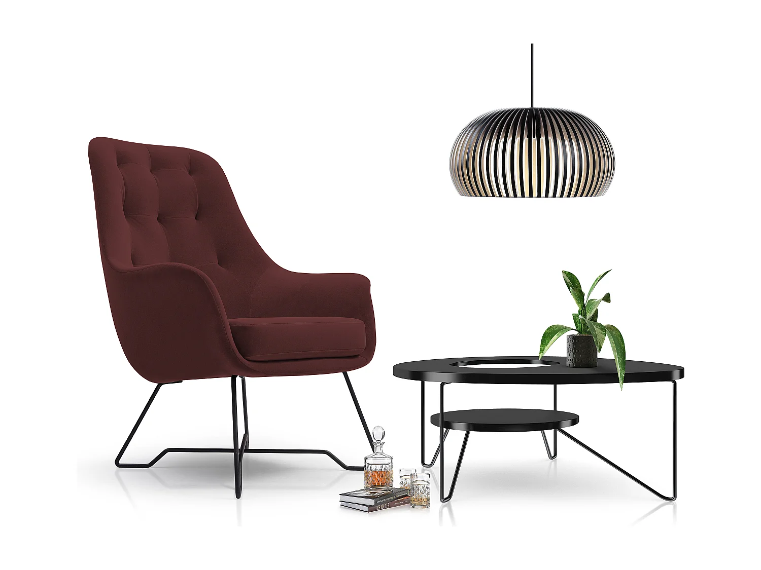 Fotel EZO Komfortowy Nowoczesny Fotel Designerski Ergonomiczne Wypełnienie Stabilne Nogi PUR Pianka Wygoda Tkanina 72x83x101cm BURGUND 3868866 - obrazek 1