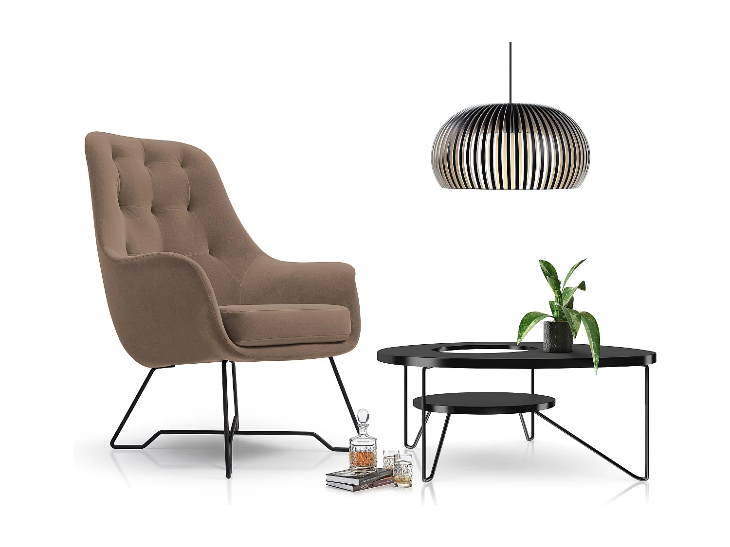Fotel EZO Komfortowy Nowoczesny Fotel Designerski Ergonomiczne Wypełnienie Stabilne Nogi PUR Pianka Wygoda Tkanina 72x83x101cm CAPPUCINO 3868869 - obrazek 1