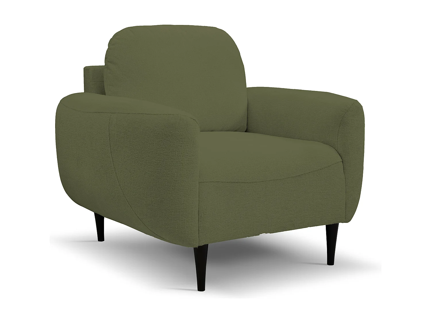 Fotel BOHO nowoczesny elegancki z drewnianymi nogami, z oparciem i podłokietnikami, do salonu i biura, rozmiar: 90x91x102cm OLIWKOWY 3868913 - obrazek 1