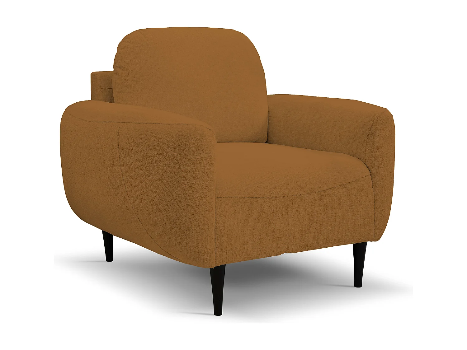 Fotel BOHO nowoczesny elegancki z drewnianymi nogami, z oparciem i podłokietnikami, do salonu i biura, rozmiar: 90x91x102cm MIEDŹ 3868918 - obrazek 1