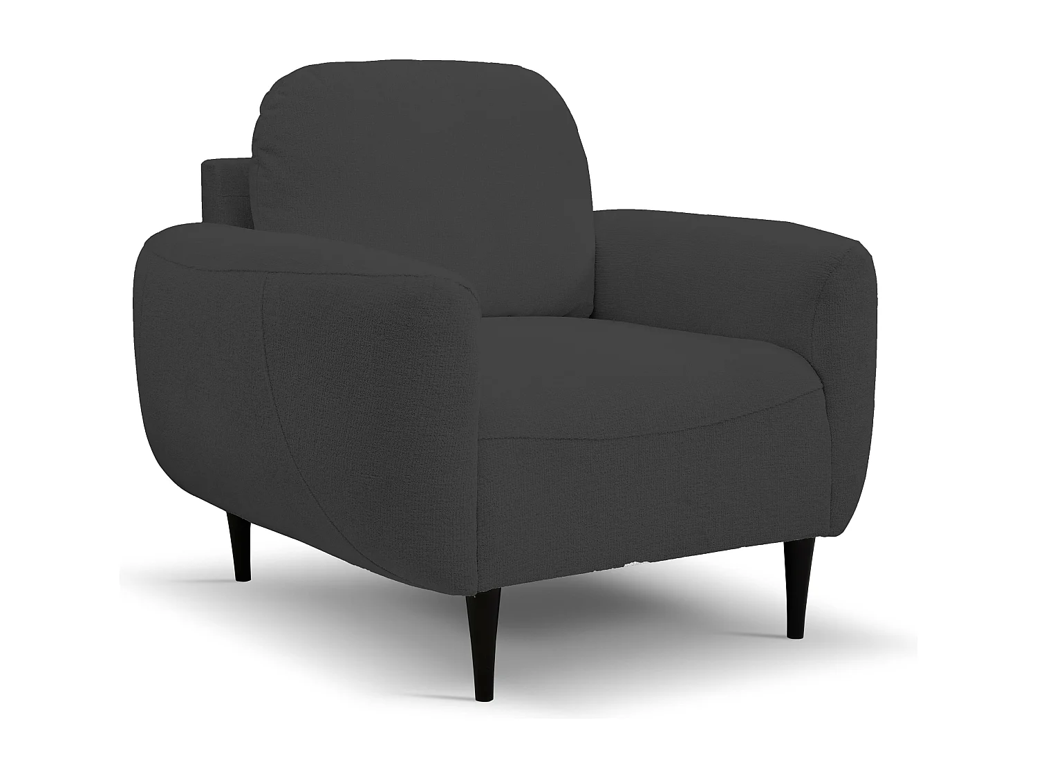 Fotel BOHO nowoczesny elegancki z drewnianymi nogami, z oparciem i podłokietnikami, do salonu i biura, rozmiar: 90x91x102cm GRAFITOWY 3868919 - obrazek 1