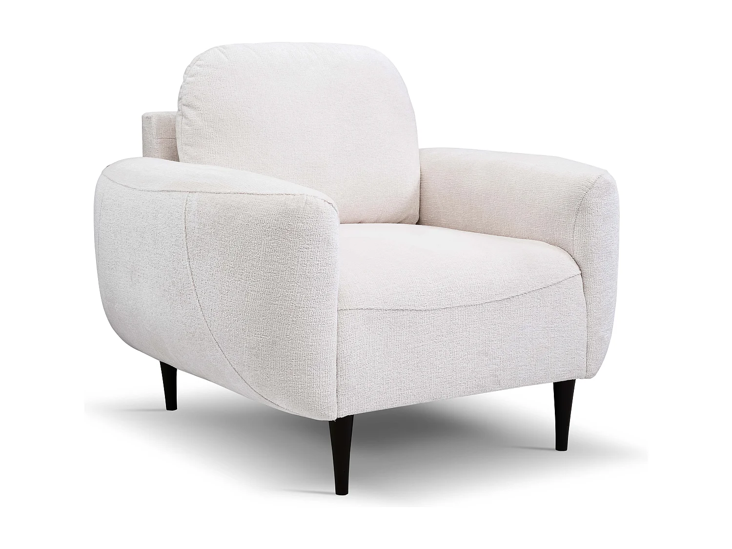 Fotel BOHO nowoczesny elegancki z drewnianymi nogami, z oparciem i podłokietnikami, do salonu i biura, rozmiar: 90x91x102cm KREMOWY 3868924 - obrazek 1