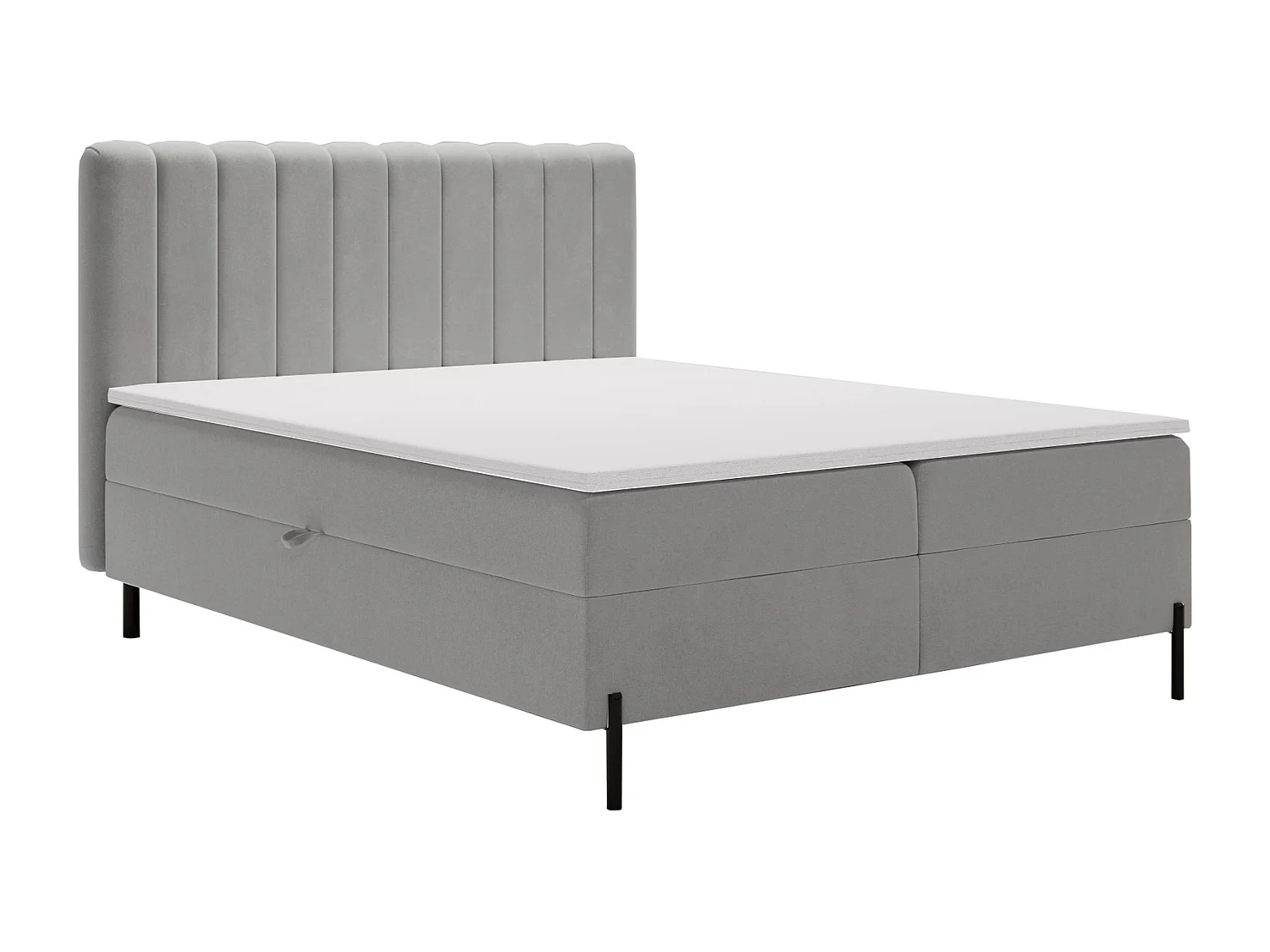 Łóżko z materacem 180x200 Florence Box z topperem i pojemnikiem, nowoczesne łóżko dwuosobowe, jasnoszare 3910523 - obrazek 1
