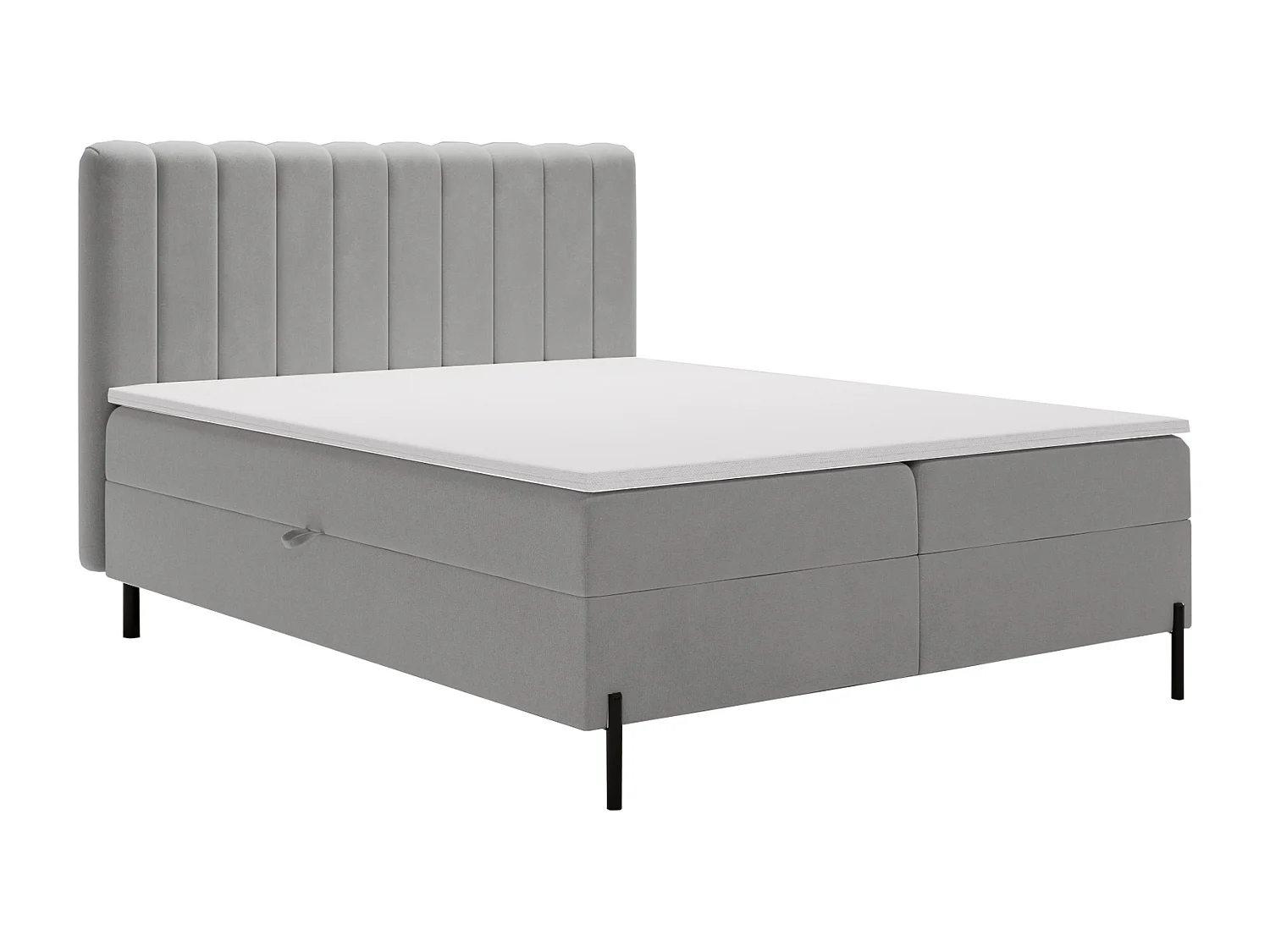 Łóżko z materacem 140x200 Florence Box z topperem i pojemnikiem, nowoczesne łóżko dwuosobowe, jasnoszare 3910545 - obrazek 1