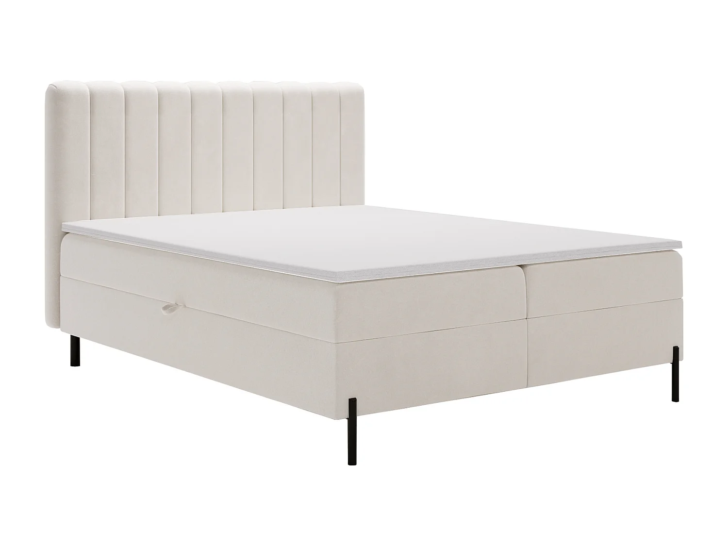 Łóżko z materacem 140x200 Florence Box z topperem i pojemnikiem, nowoczesne łóżko dwuosobowe, kremowe 3910550 - obrazek 1