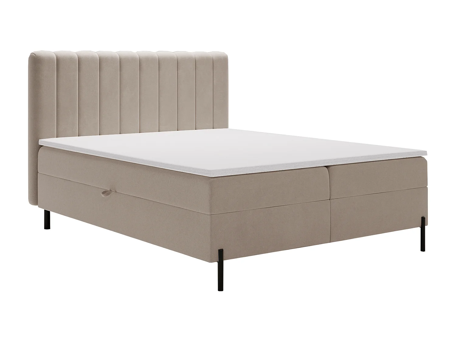 Łóżko z materacem 180x200 Florence Box z topperem i pojemnikiem, nowoczesne łóżko dwuosobowe, beżowe 3910552 - obrazek 1