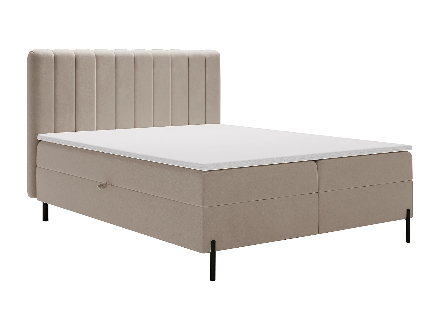 Łóżko z materacem 140x200 Florence Box z topperem i pojemnikiem, nowoczesne łóżko dwuosobowe, beżowe 3910556 - obrazek 1