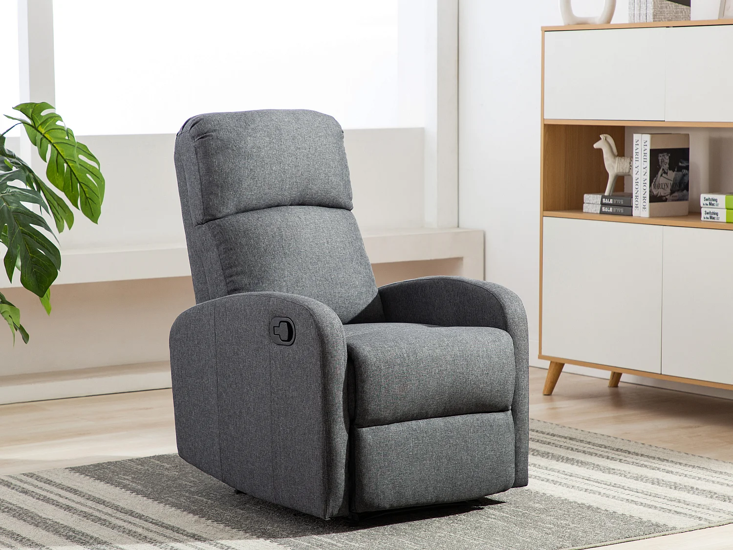 Fotel ISAO typu relaks z tkaniny – kolor antracytowy 106559