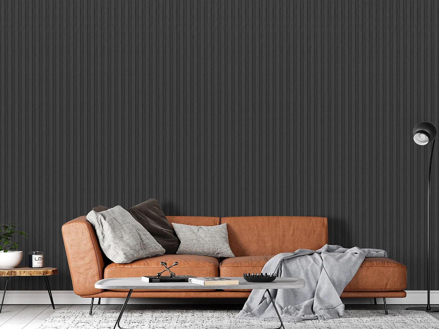 Panel ścienny 3D – Opakowanie 2,83 m² – Czarny z efektem drewna – Zestaw 8 sztuk – FLINT 3178502
