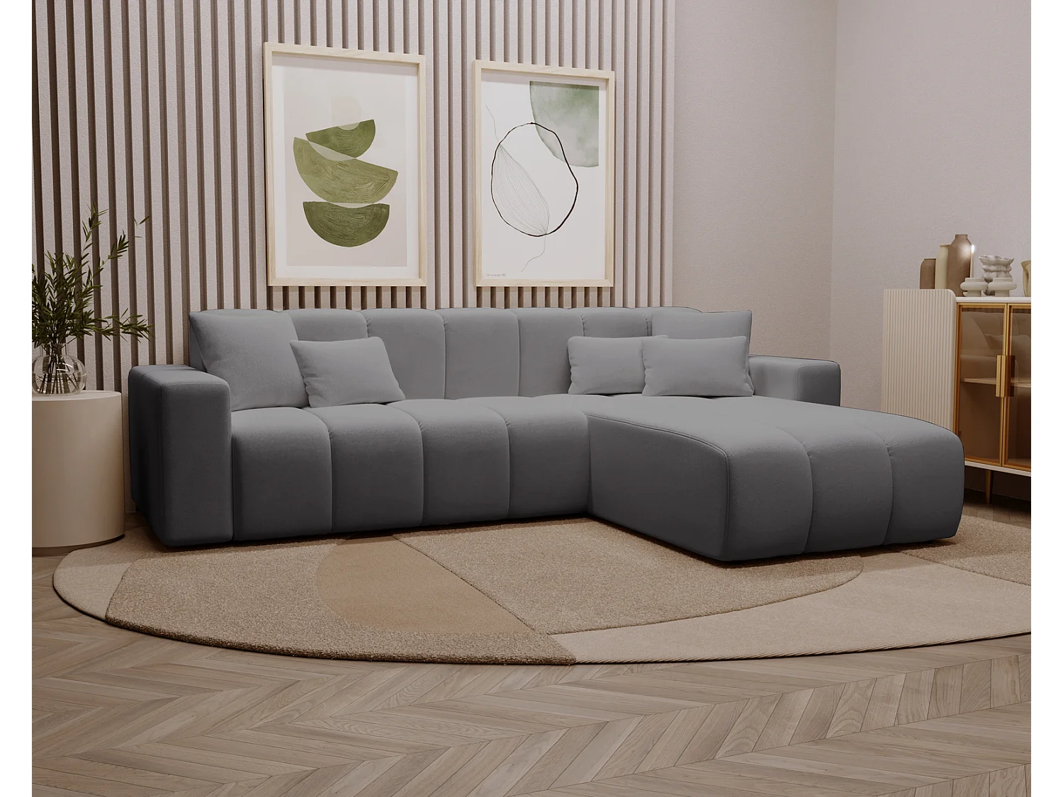 Narożnik w kształcie L Miral, sofa do salonu bez funkcji spania i pojemnika, prawostronny, szary 4019255 - obrazek 1