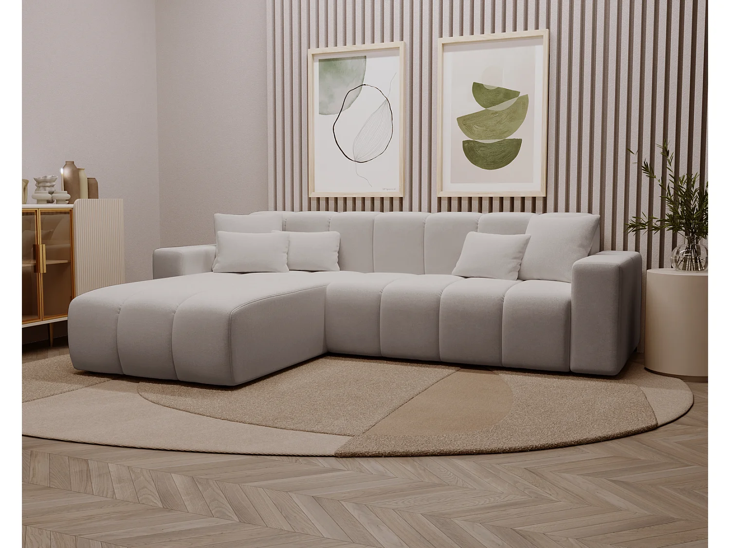 Narożnik w kształcie L Miral, sofa do salonu bez funkcji spania i pojemnika, lewostronny, jasnoszary 4019271 - obrazek 1