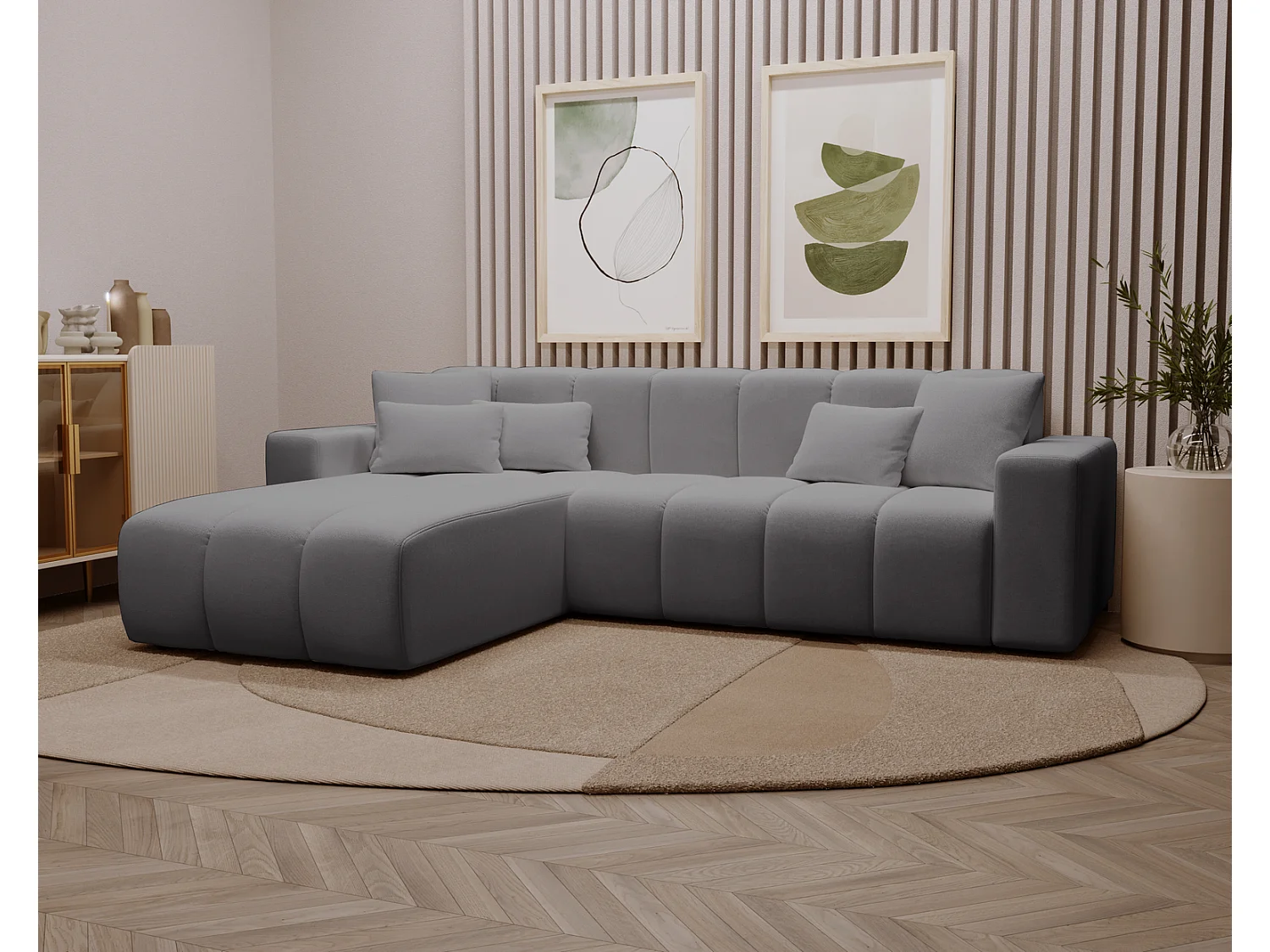 Narożnik w kształcie L Miral, sofa do salonu bez funkcji spania i pojemnika, lewostronny, szary 4019278 - obrazek 1