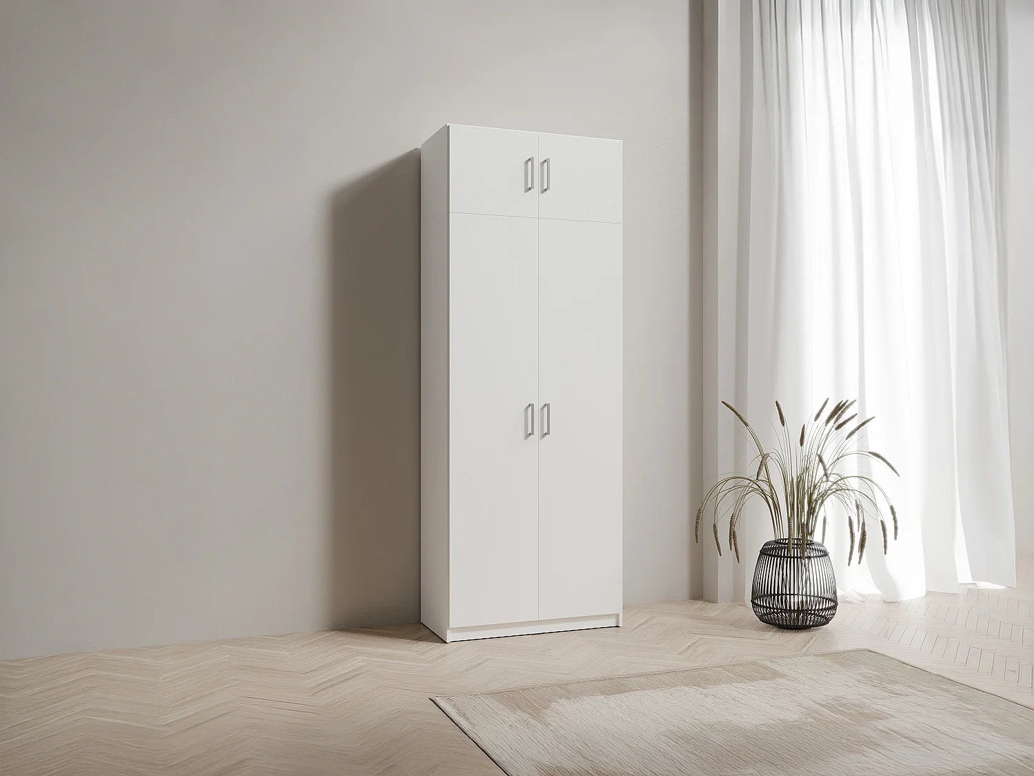 Szafa 2-drzwiowa – szer. 92 cm – Biały + Nadstawka – BELOMY 4009618