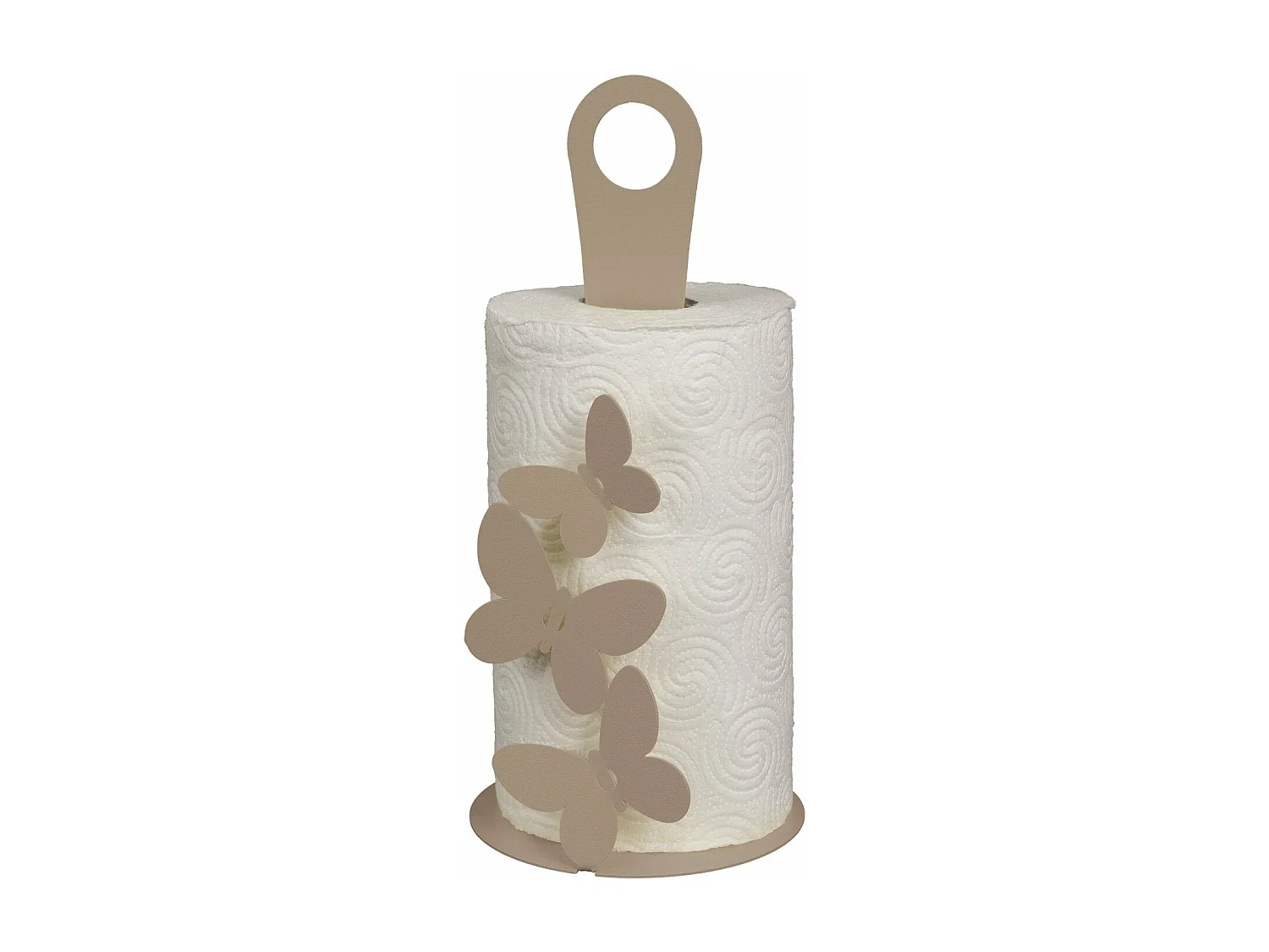 Stalowy uchwyt na papier toaletowy w kolorze beżowym, na stół, mieści jedną rolkę, elegancki design do łazienki i kuchni, wyprodukowano we Włoszech 4028747