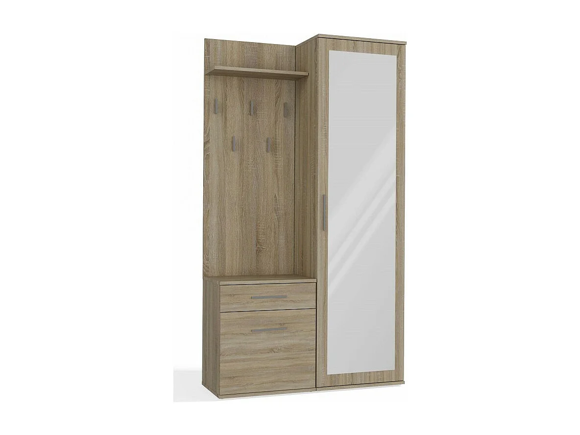 Garderoba Duo | Sonoma | 100x35x180 cm | Szafa, Lustro, Wieszak, Szuflada, Szafka 4044373 - obrazek 1