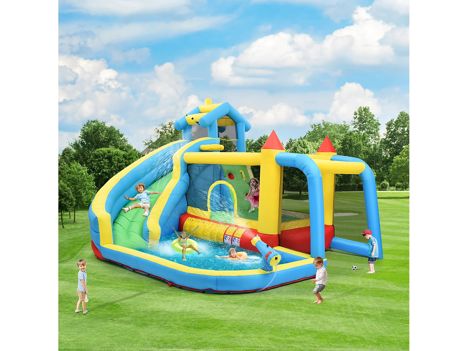 5 w 1 Dmuchany Zamek dla Dzieci – 364 x 315 x 239 cm – Oxford – Z Dmuchawą – Niebieski 4044868