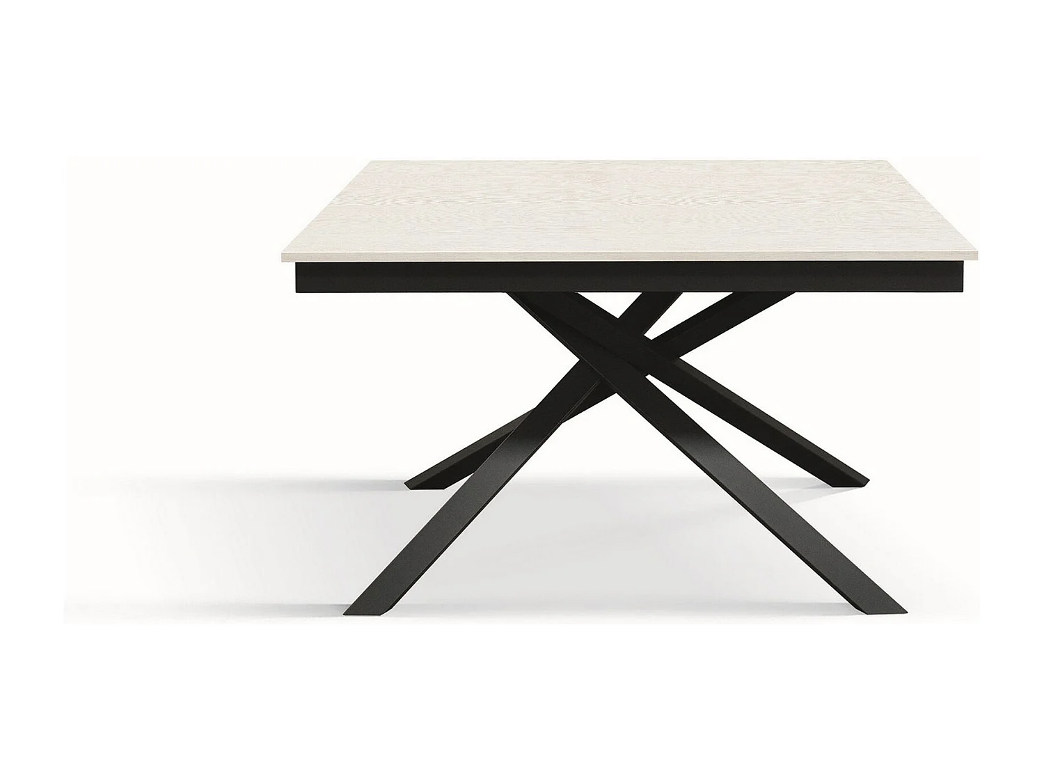 Biały stół z drewna jesionowego, antracytowa podstawa, 160×90-210x90cm przedłużenie – VOLPAIA 4056808