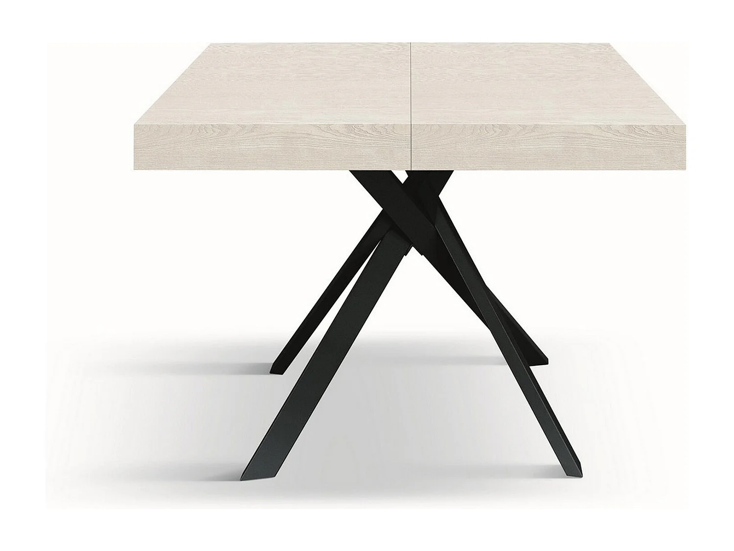 Biały stół z drewna jesionowego, antracytowe metalowe nogi 95×90-145x90cm – FORTE DEI MARMI 4056824