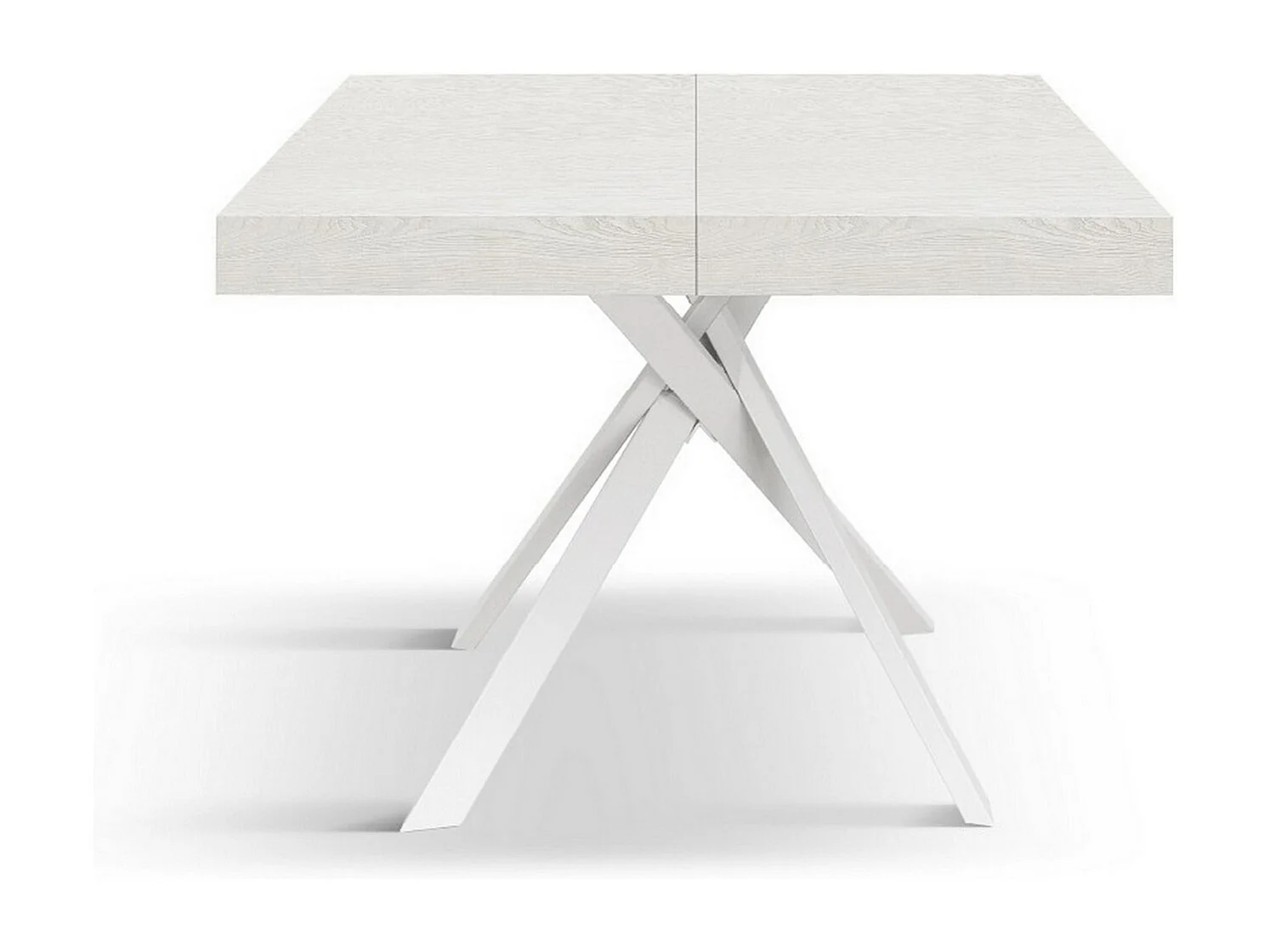 Biały stół z drewna jesionowego, białe metalowe nogi 95x90-145x90cm - FORTE DEI MARMI 4056911 - obrazek 1
