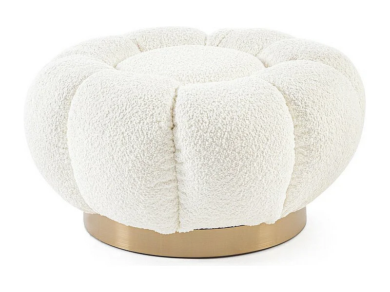 Biała pufa z tkaniny z efektem bouclé – FLOREL 4057041
