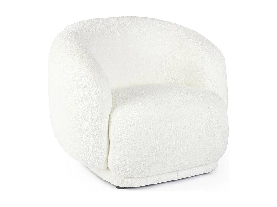 Biały fotel z tkaniny z efektem bouclé – TECLA 4057124