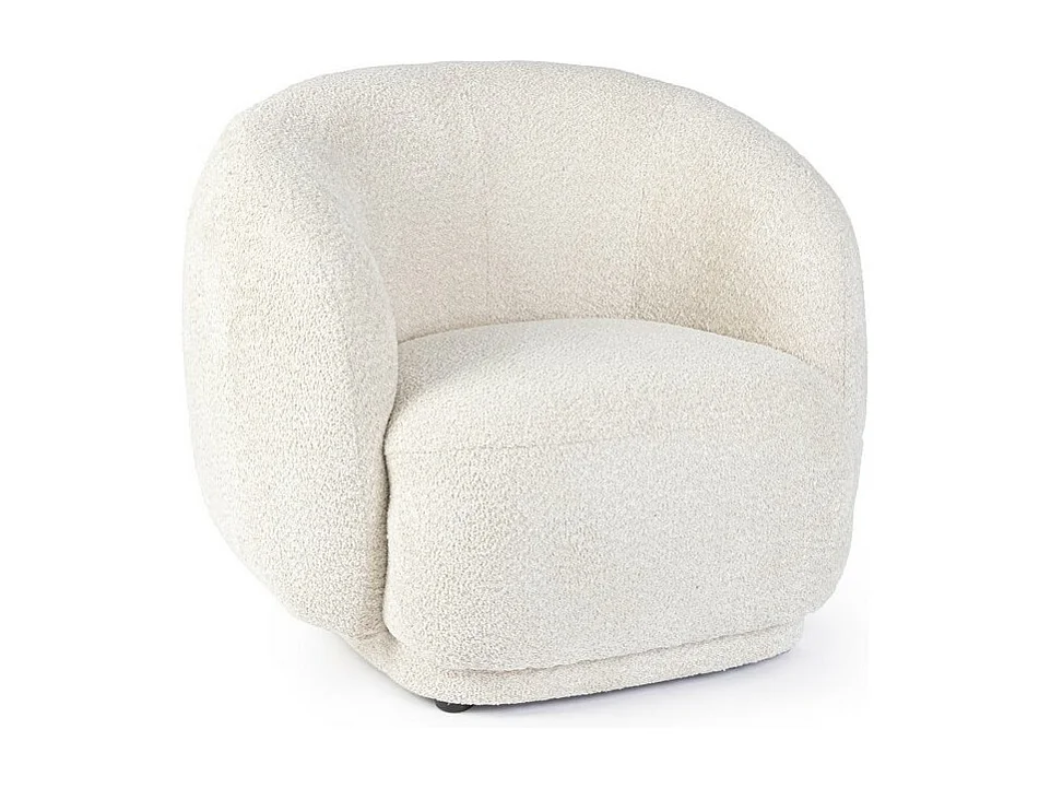 Fotel z naturalnej tkaniny z efektem bouclé - TECLA 4057134 - obrazek 1