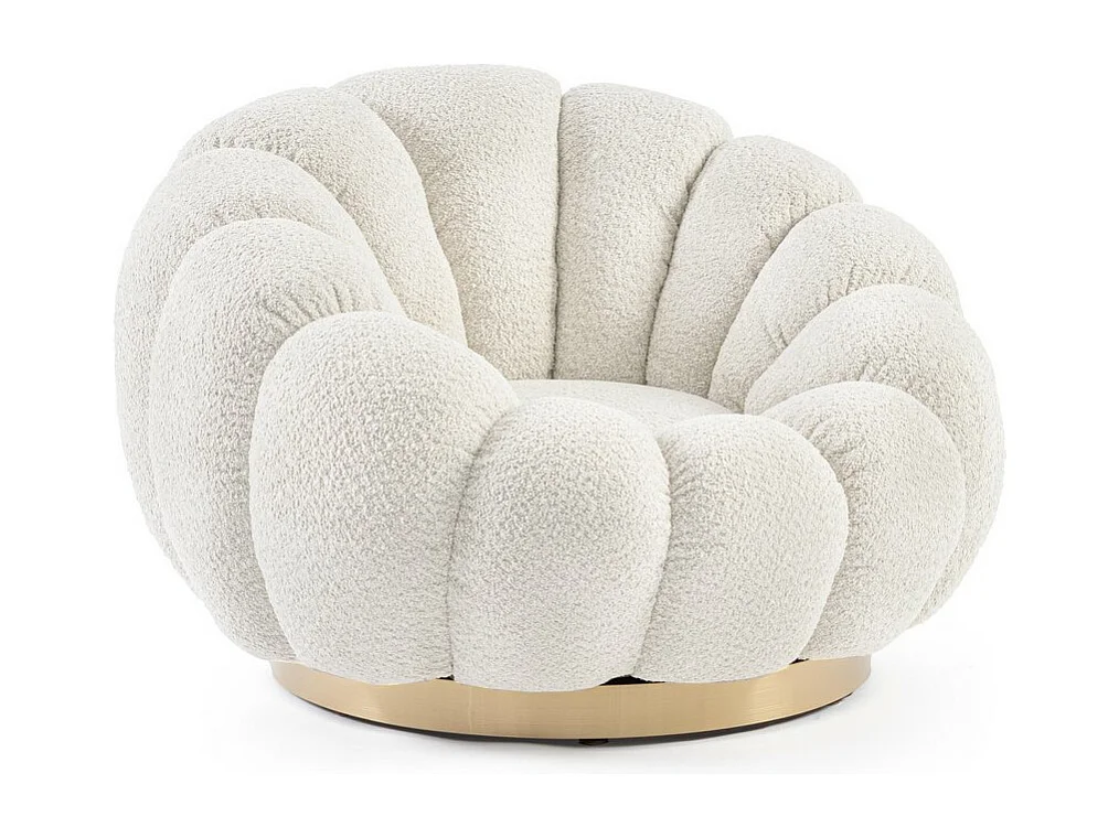 Fotel obrotowy w naturalnym materiale z efektem bouclé - FLOREL 4057144 - obrazek 1