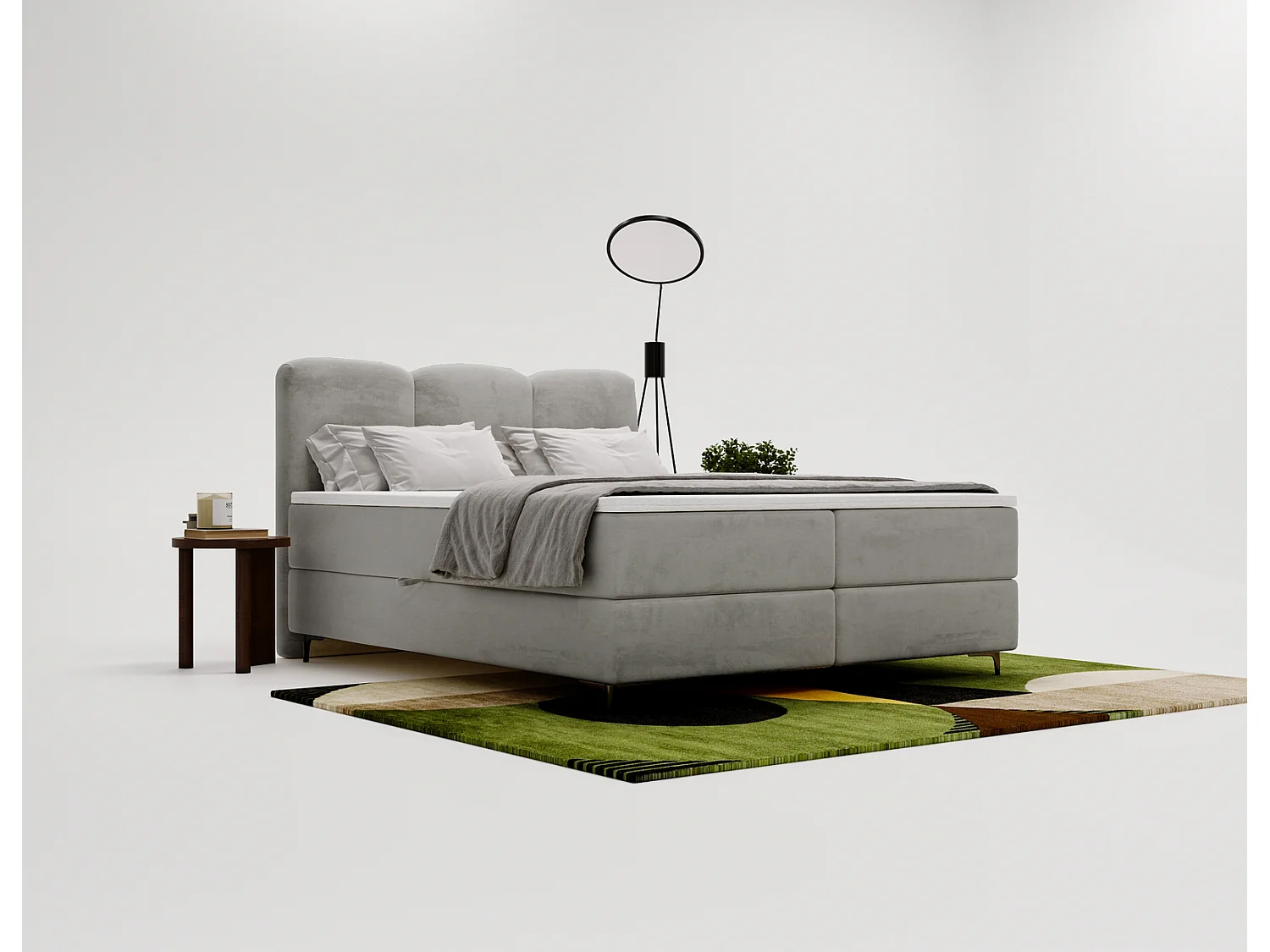 Łóżko kontynentalne Malaga Box z topperem 140x200, z dwoma pojemnikami i materacem H3, szare 4064386 - obrazek 1