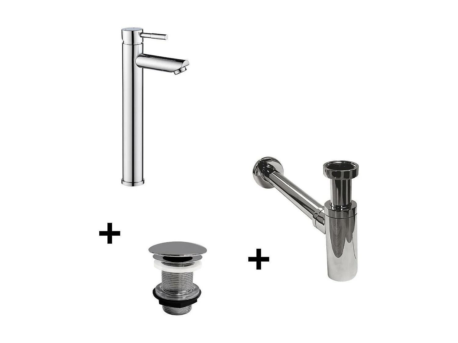 Bateria TAP z wysoką wylewką + odpływ LIV + syfon SIMON 4079150