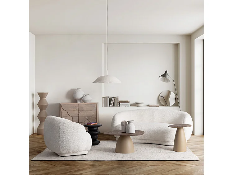 Biała sofa z tkaniny z efektem bouclé - TECLA 4056759 - obrazek 1