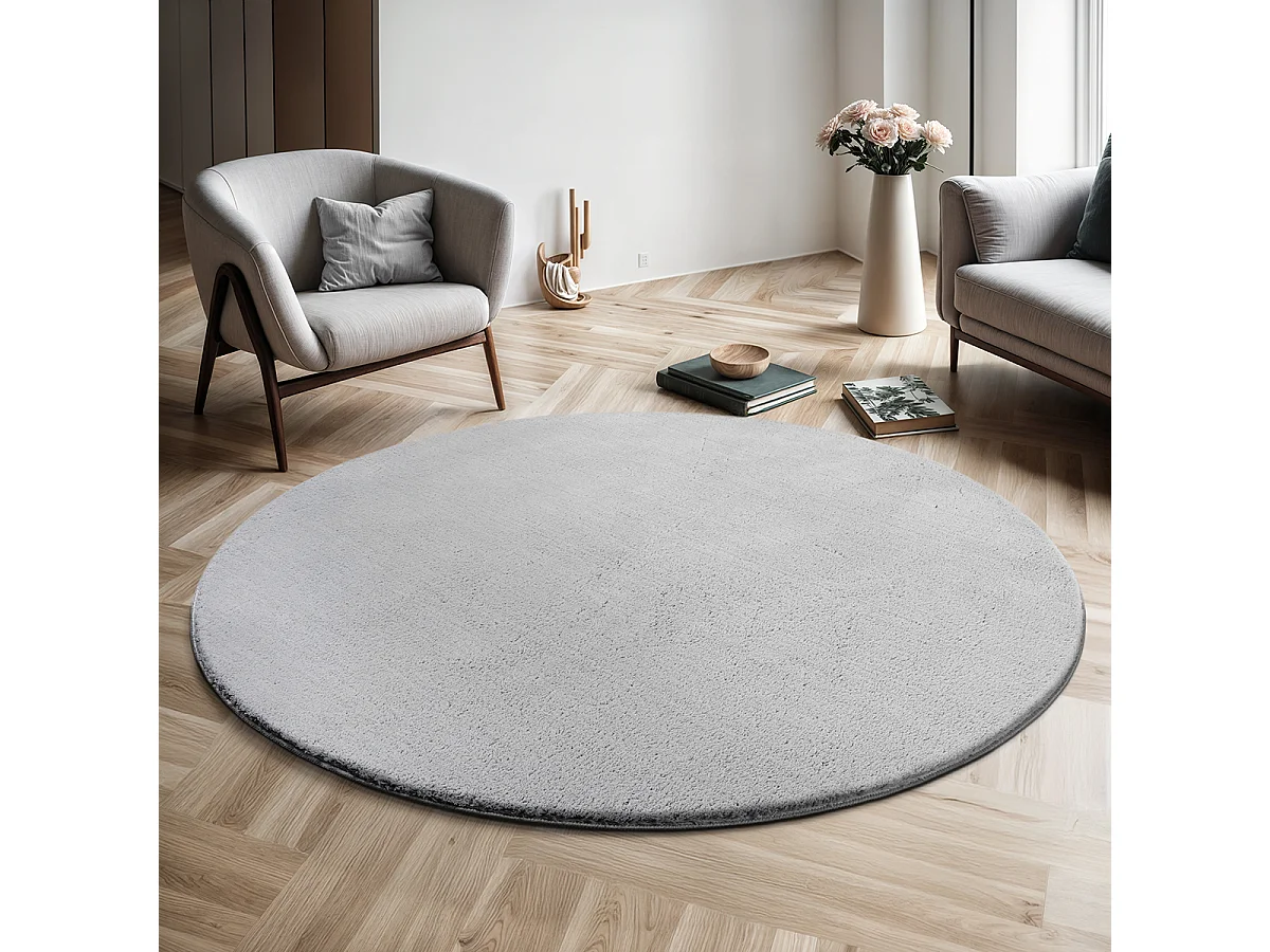 Dywan krótkim włosiem zmywalny antypoślizgowy - Szary - 120 cm Okrągły - RELAX 4081022 - obrazek 1
