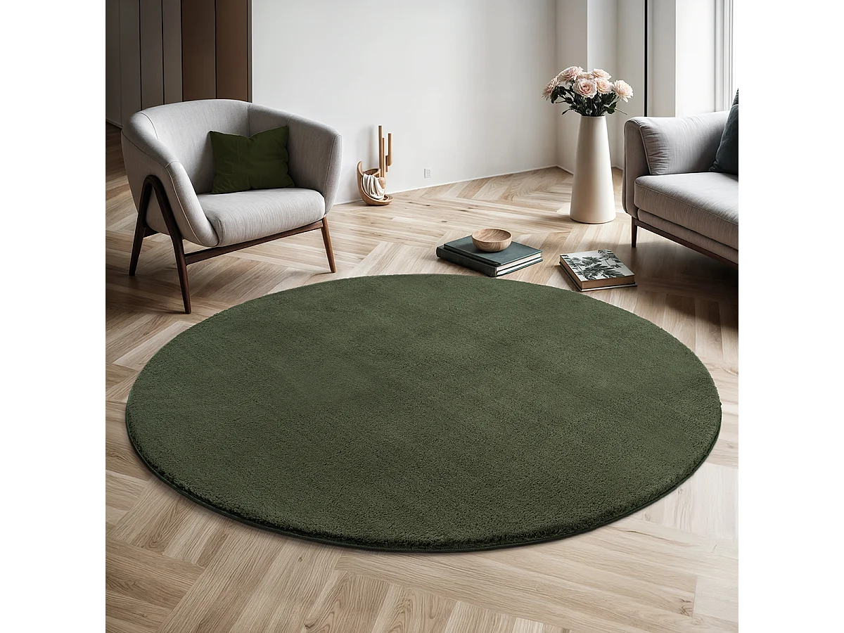 Dywan krótkim włosiem zmywalny antypoślizgowy – Las – 200 cm Okrągły – RELAX 4081038
