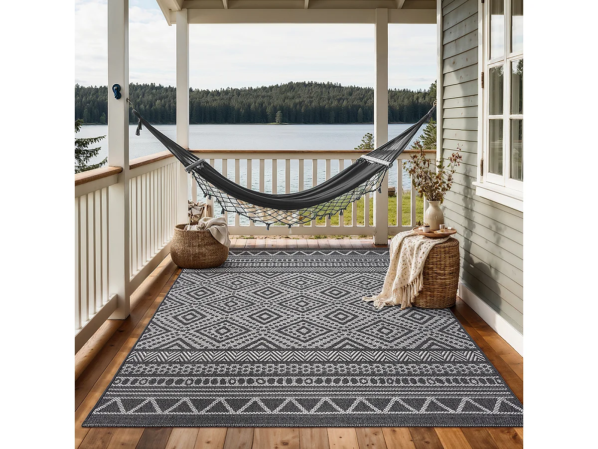 Dywan Zewnętrzny Wnętrze nowoczesny design - Antracyt - 120 x 160 cm - CALGARY 4081099 - obrazek 1