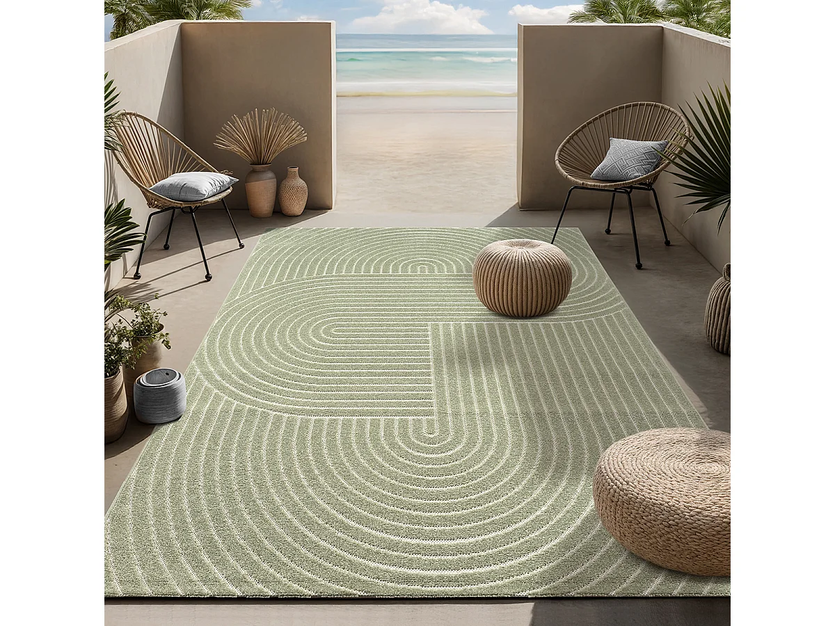 Dywan nowoczesny design boho - Zielony - 140 x 200 cm - SANTO PLUS 4081133 - obrazek 1