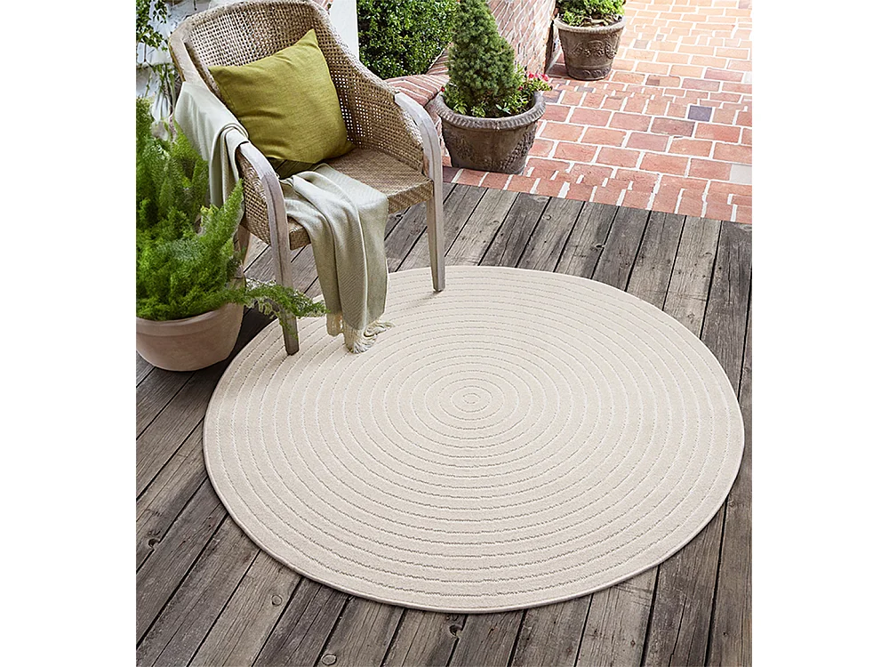 Dywan nowoczesny design boho - Krem - 120 cm Okrągły - SANTO PLUS 4081136 - obrazek 1