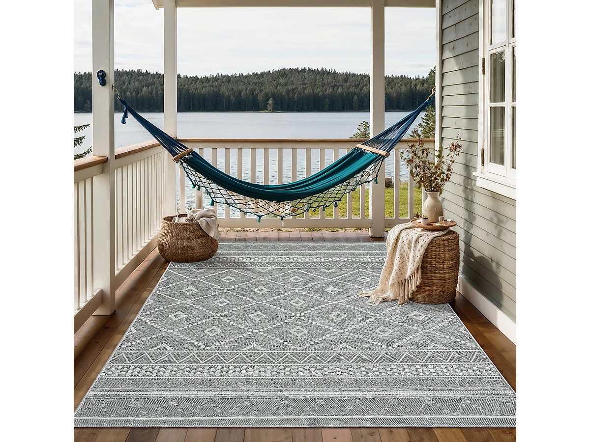 Dywan Zewnętrzny Wnętrze nowoczesny design - Szary - 120 x 160 cm - CALGARY 4081144 - obrazek 1