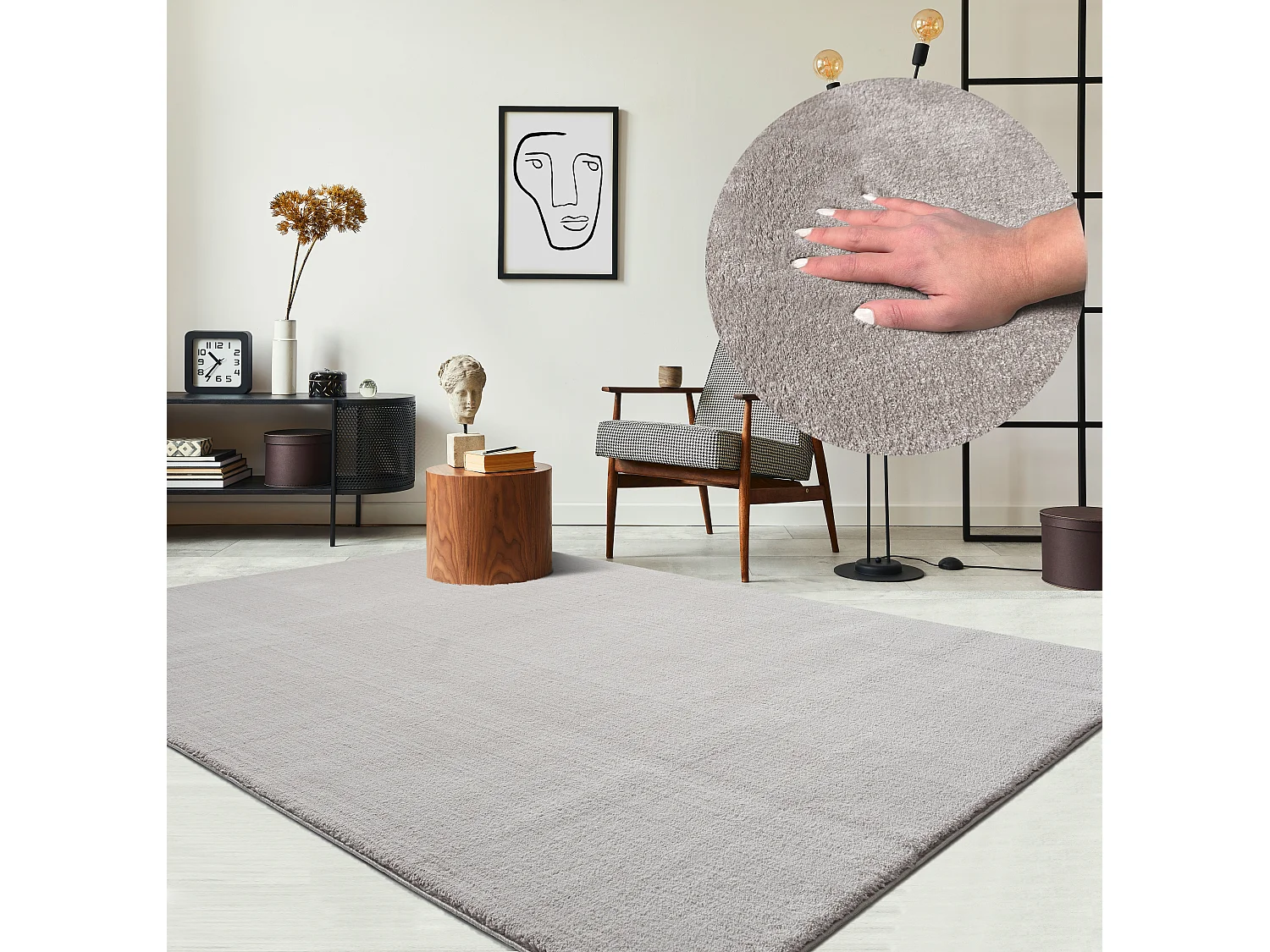Dywan krótkim włosiem zmywalny antypoślizgowy - piasek - 80 x 300 cm - RELAX 4081219 - obrazek 1