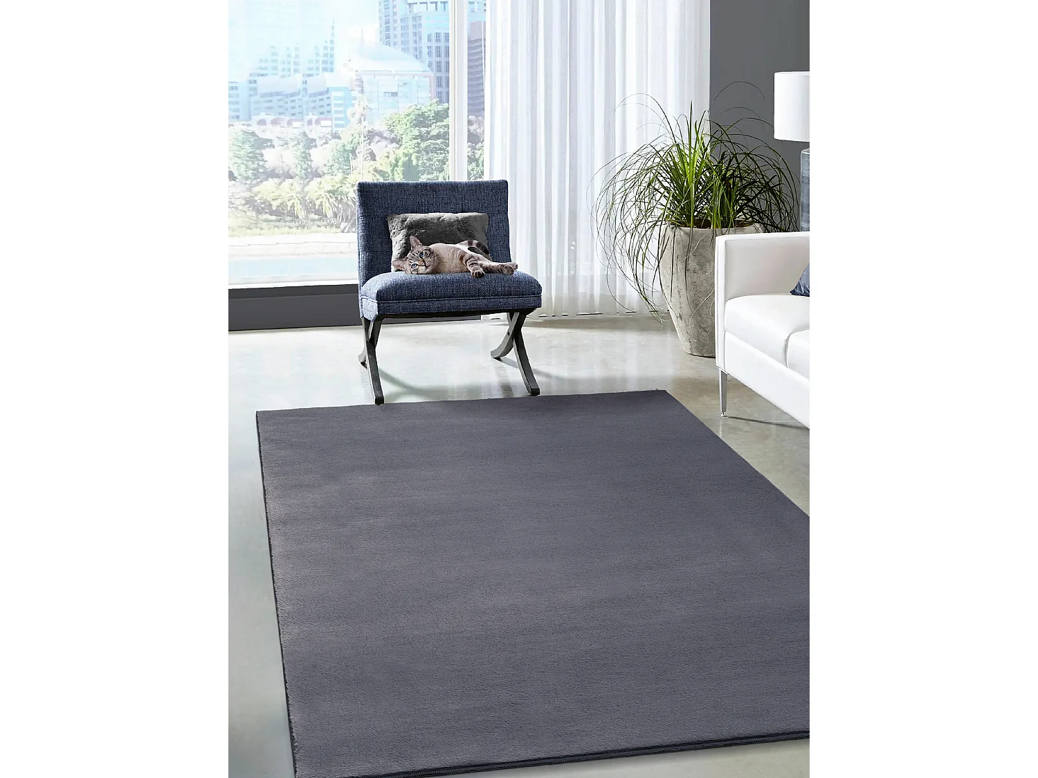 Dywan sztucznego futra miękki zmywalny - Antracyt - 120 x 170 cm - COSY 4081278 - obrazek 1