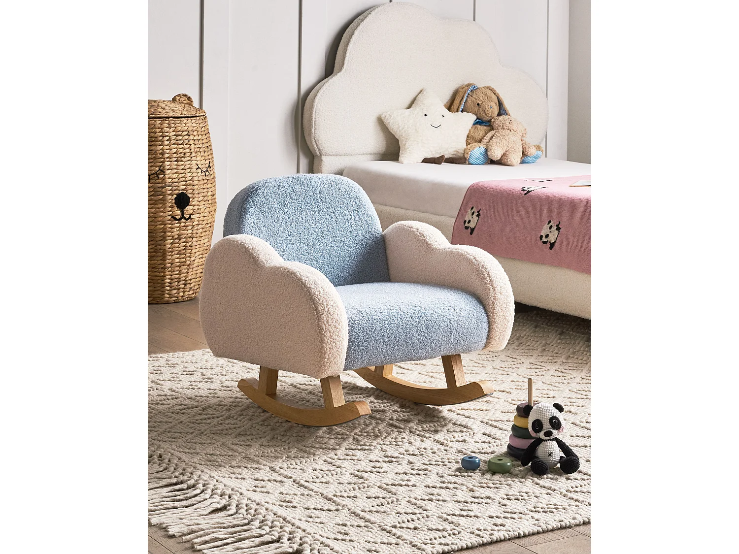 Fotel bujany dziecięcy boucle jasnoniebieski SKARE 4087355 - obrazek 1