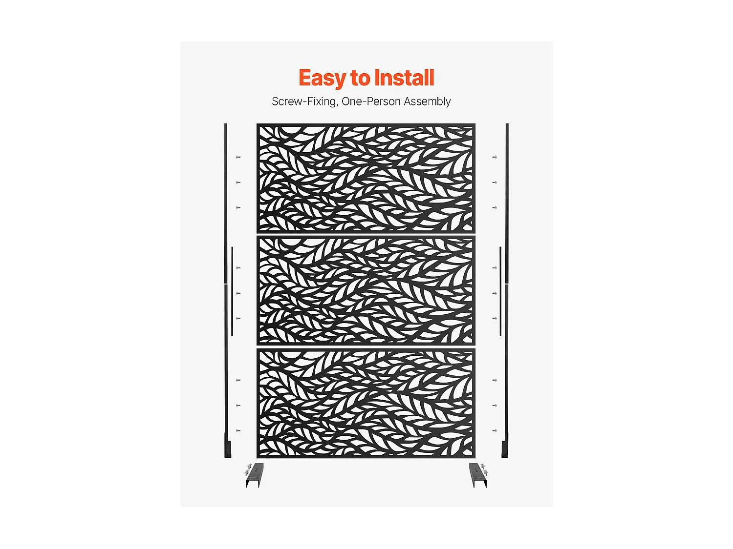 Ekran Prywatności, SucceBuy Metalowy Ekran Prywatności, 120 x 183 CM, Panele Zewnętrzne, Czarny 4134168