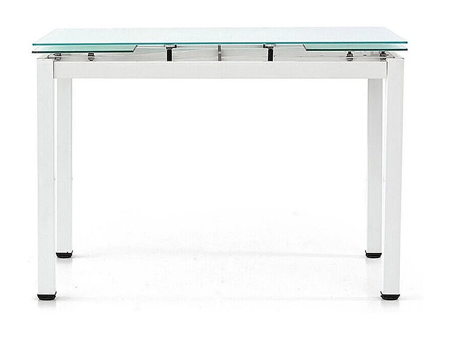 Biały metalowy stół z wysuwanym białym szklanym blatem 110x70cm - RAPALLO 4136150 - obrazek 1
