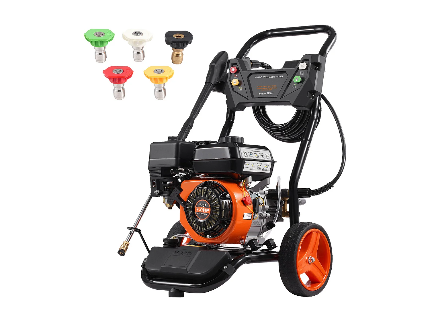 Myjka Owysokim Ciśnieniem na Benzynę SucceBuy, 3950 PSI 10 L/min 2,6 GPM 5 Dysz, do Samochodów, Ogrodzeń, Domów, Pionowo 4136503 - obrazek 1