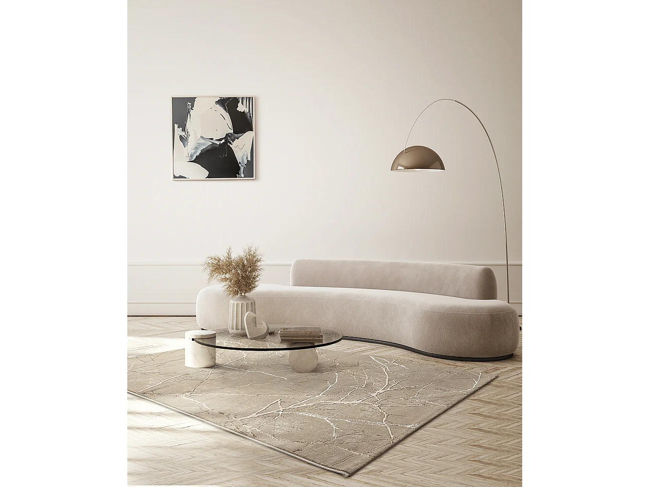 Dywan Mila Błyszczący Naturalny, Beżowy, 80 x 150 cm 4144292 - obrazek 1