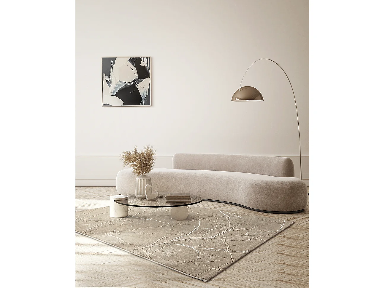 Dywan Mila Błyszczący Naturalny, Beżowy, 200 x 290 cm 4144323 - obrazek 1