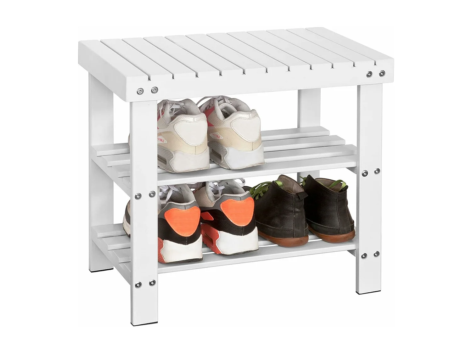 SoBuy Ławka na buty z półką Biały 50x29x45cm Nowoczesny FSR02-K-W 1230827 - obrazek 1