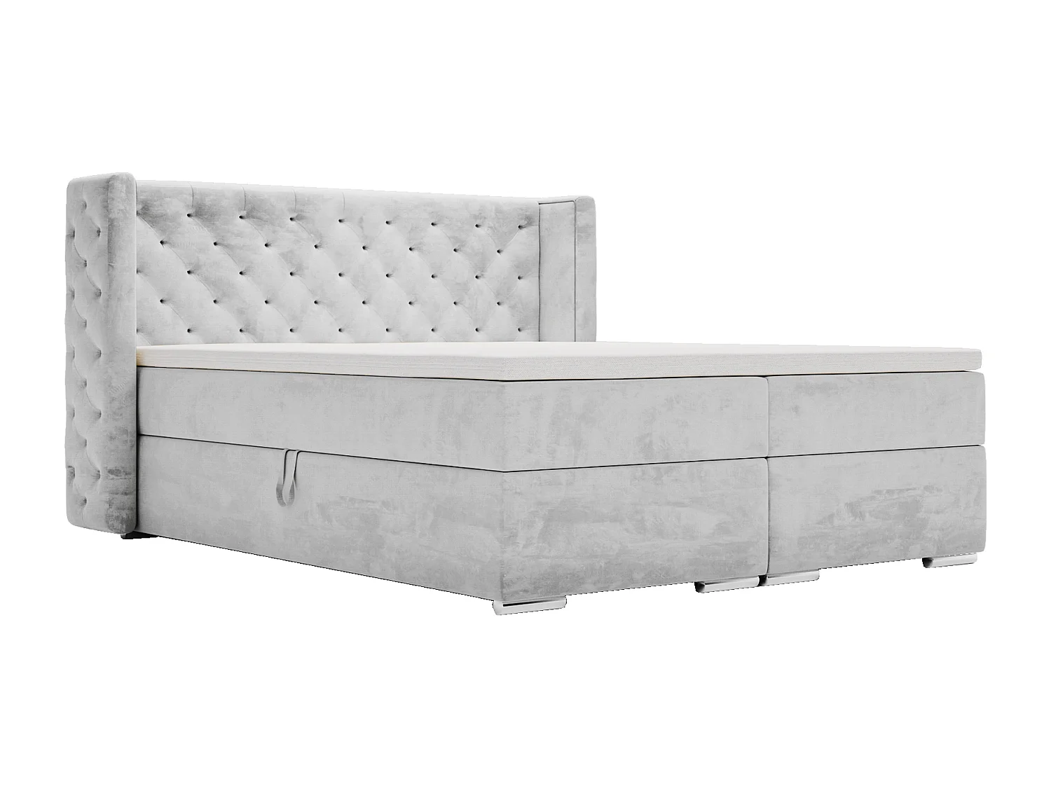Łóżko kontynentalne Valencia Box 140x200 z topperem, materacem H3 i pojemnikiem, jasnoszare 4165639 - obrazek 1