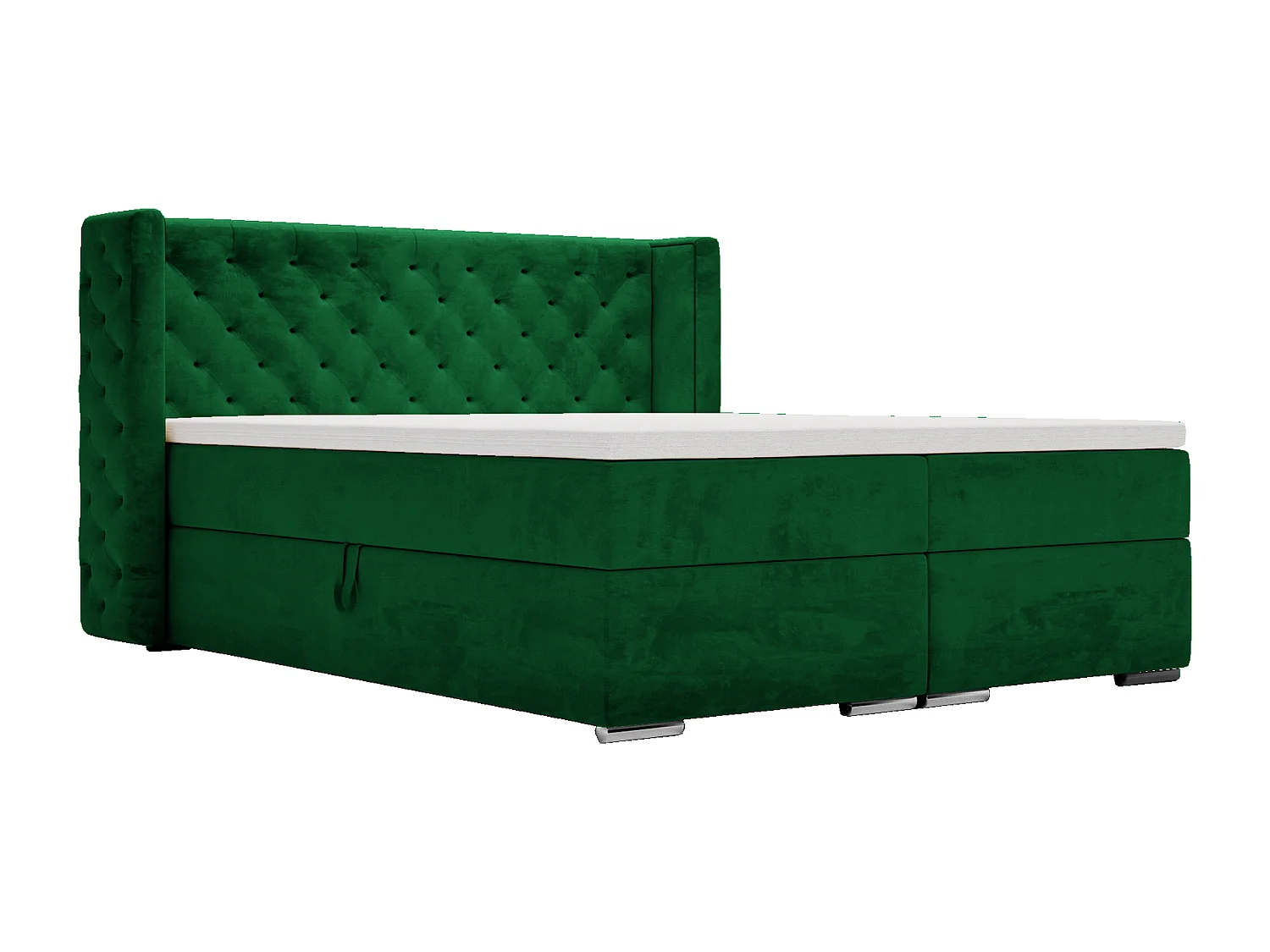 Łóżko kontynentalne Valencia Box 180x200 z topperem, materacem H3 i pojemnikiem, zielone 4165646 - obrazek 1